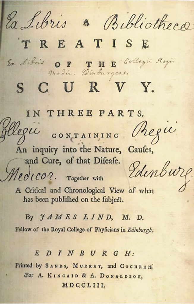 Figur 6. Førsteutgaven av studien til James Lind i 1753 i Edinburgh om effekt av citrusfrukt mot skjørbuk (6, 23).
